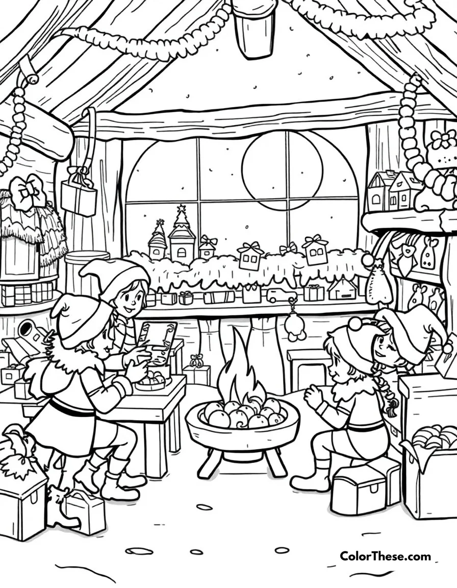 Christmas Santa's Workshop coloring page