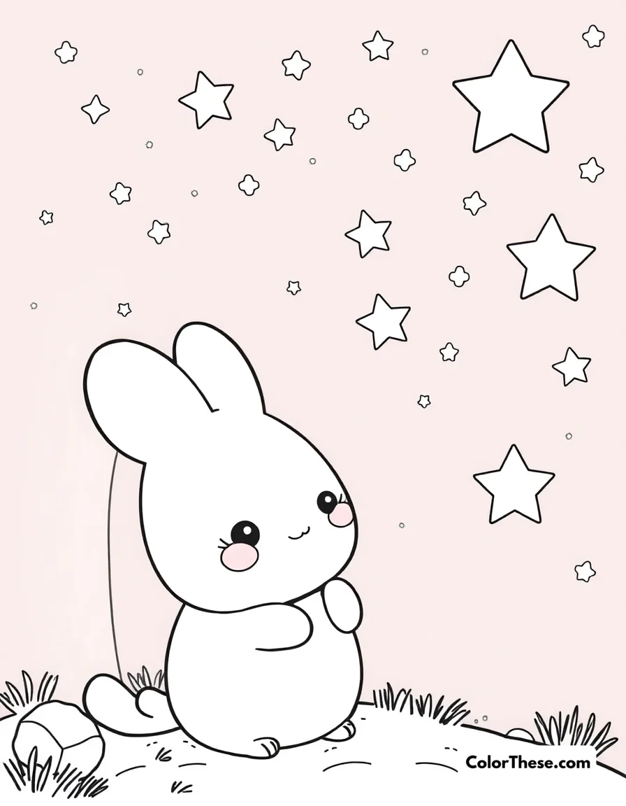 Free printable cinnamoroll stargazing coloring page for kids and adults. Cinnamoroll watching the stars on a beautiful night.