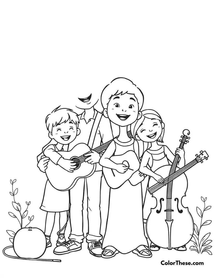 Family Music Time coloring page