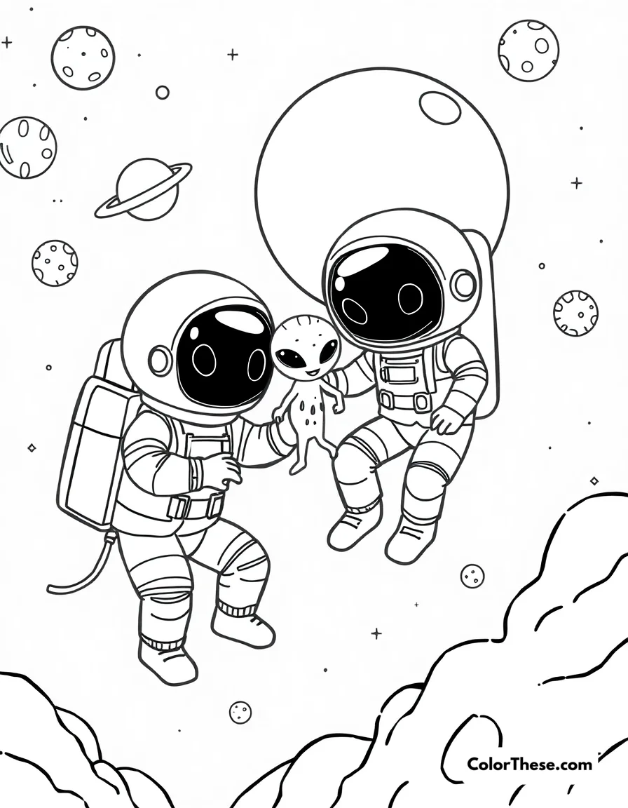 Space Cuties coloring page