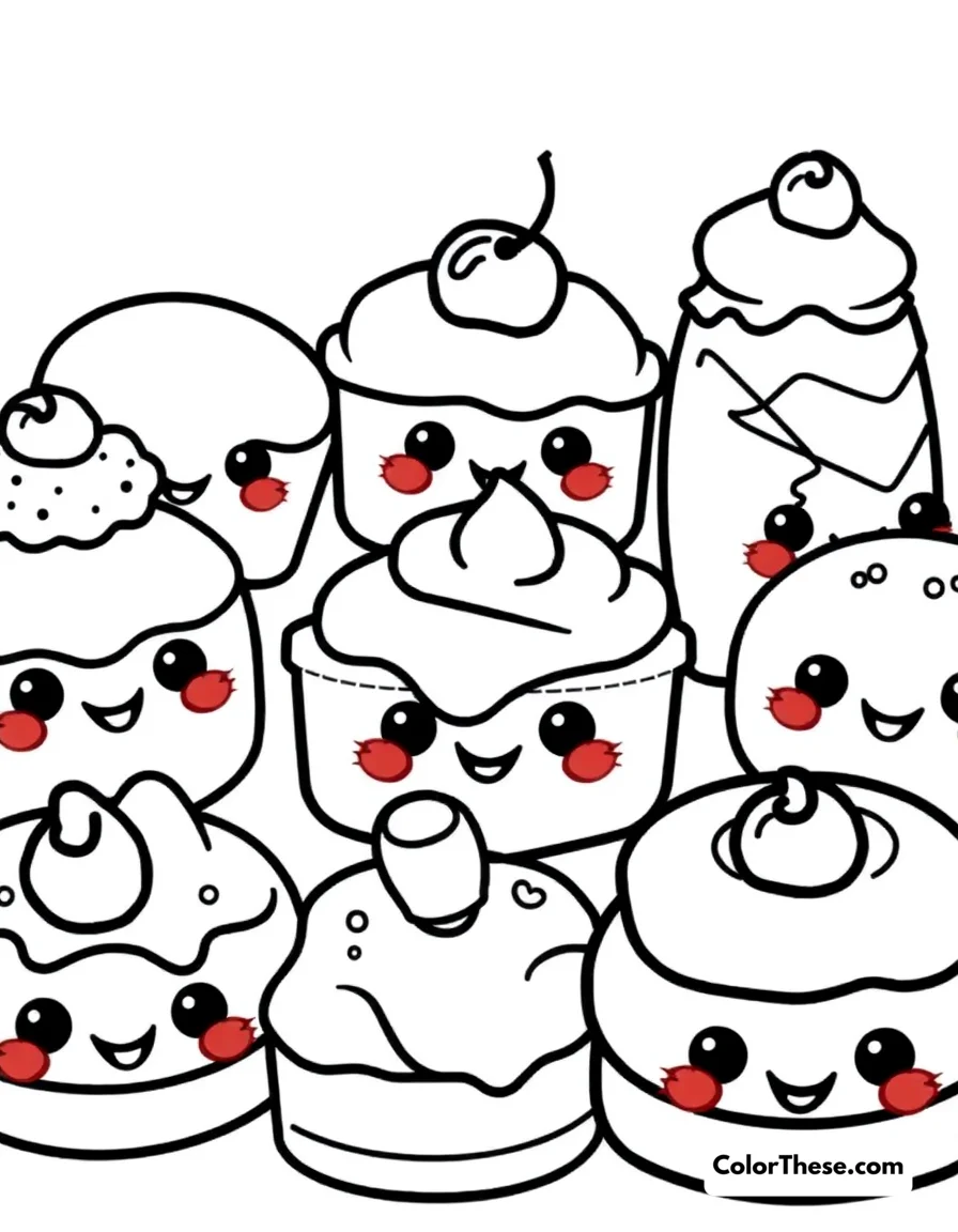 Sweet Desserts coloring page