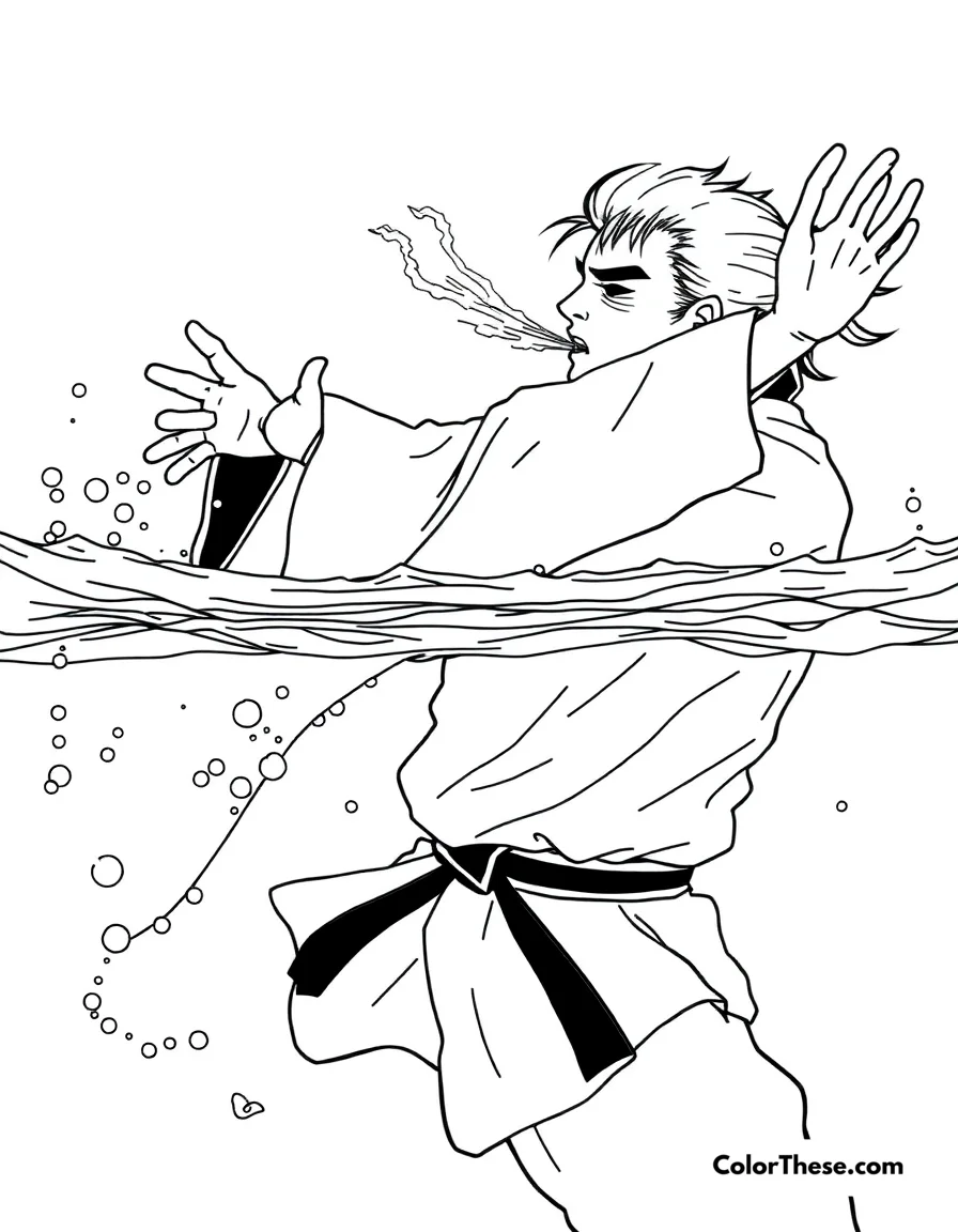 Giyu's Water Breathing coloring page