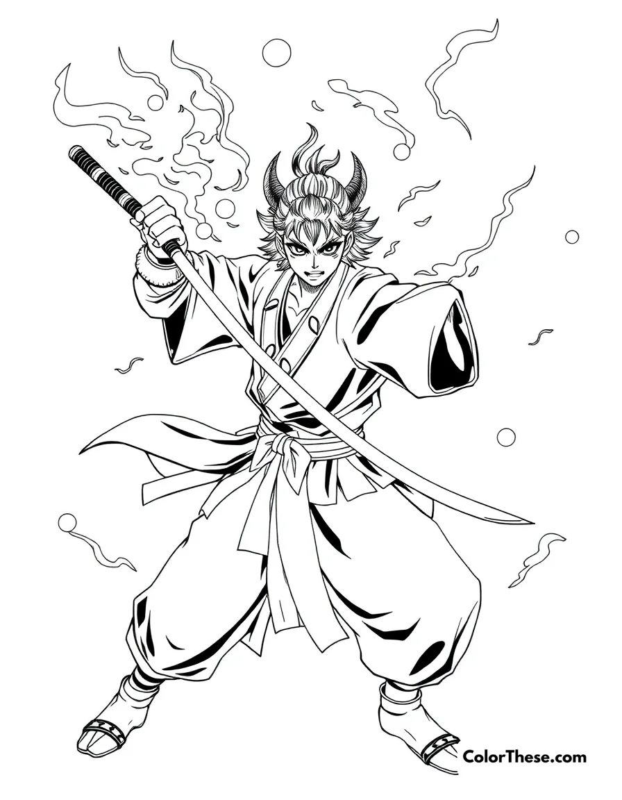 Inosuke's Beast Breathing coloring page