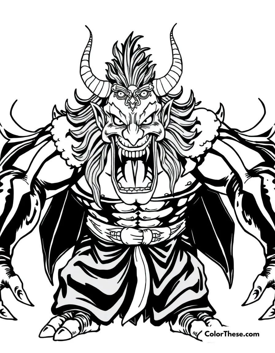 Free printable muzan's demon form coloring page for kids and adults. Muzan Kibutsuji revealing his true demon form.