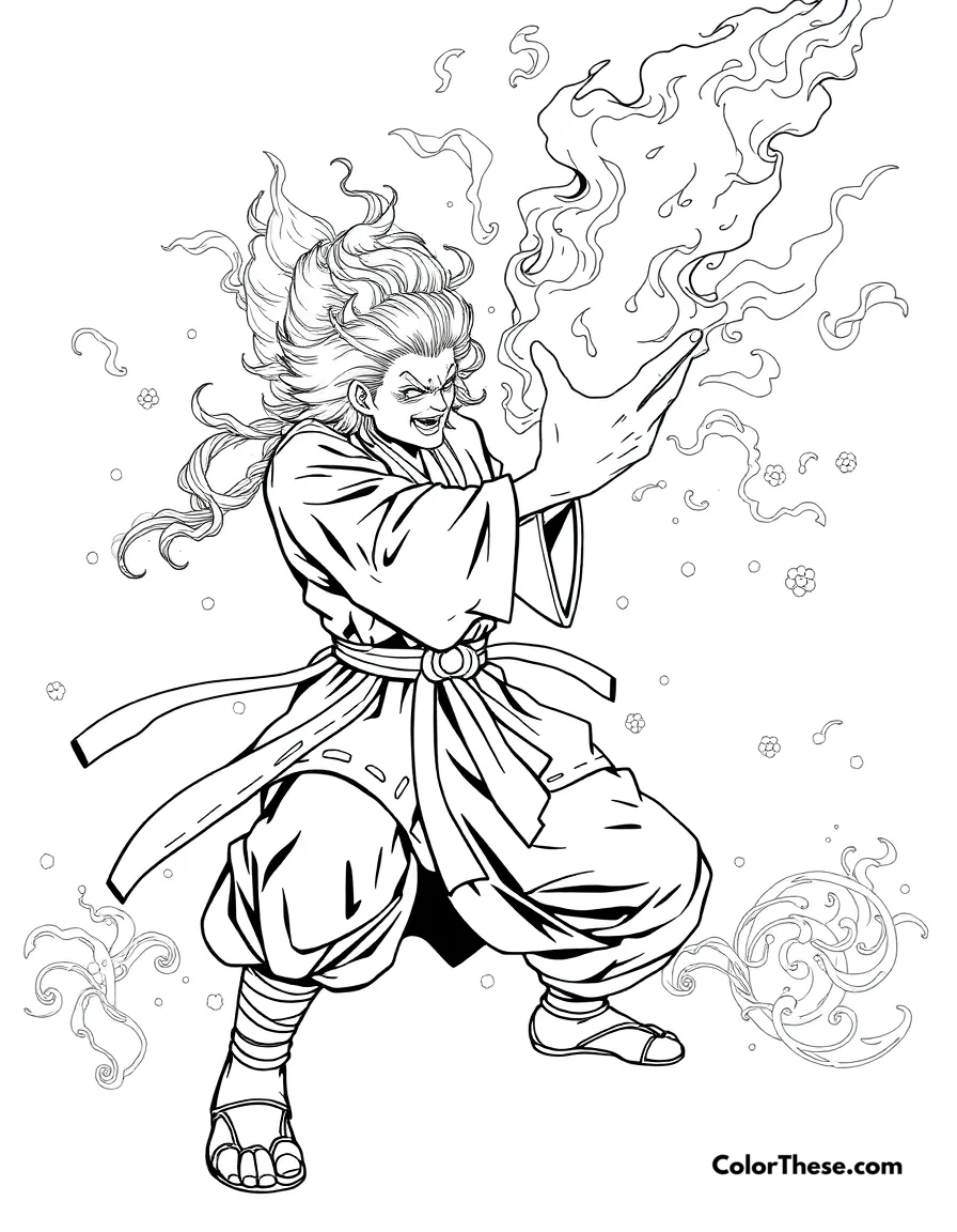 Rengoku's Flame Breathing coloring page