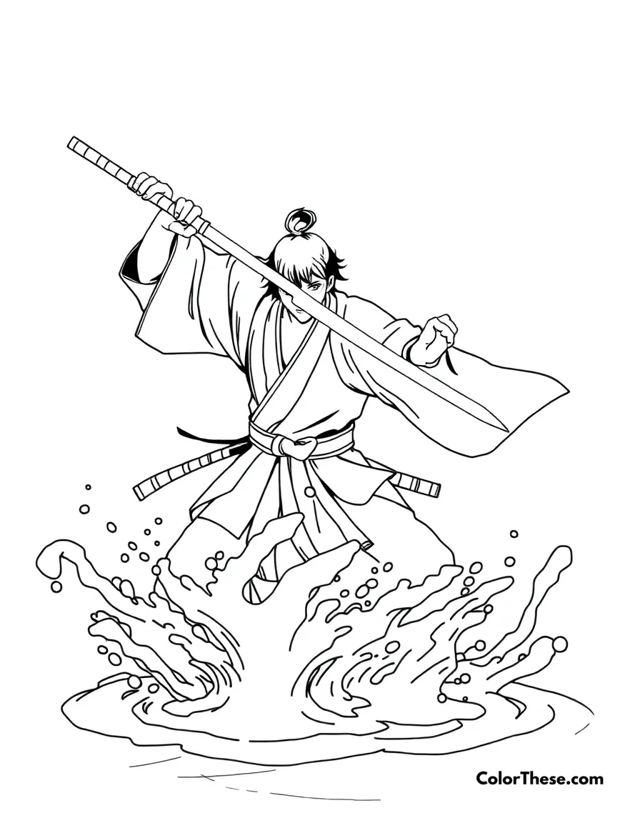 Tanjiro's Water Breathing coloring page