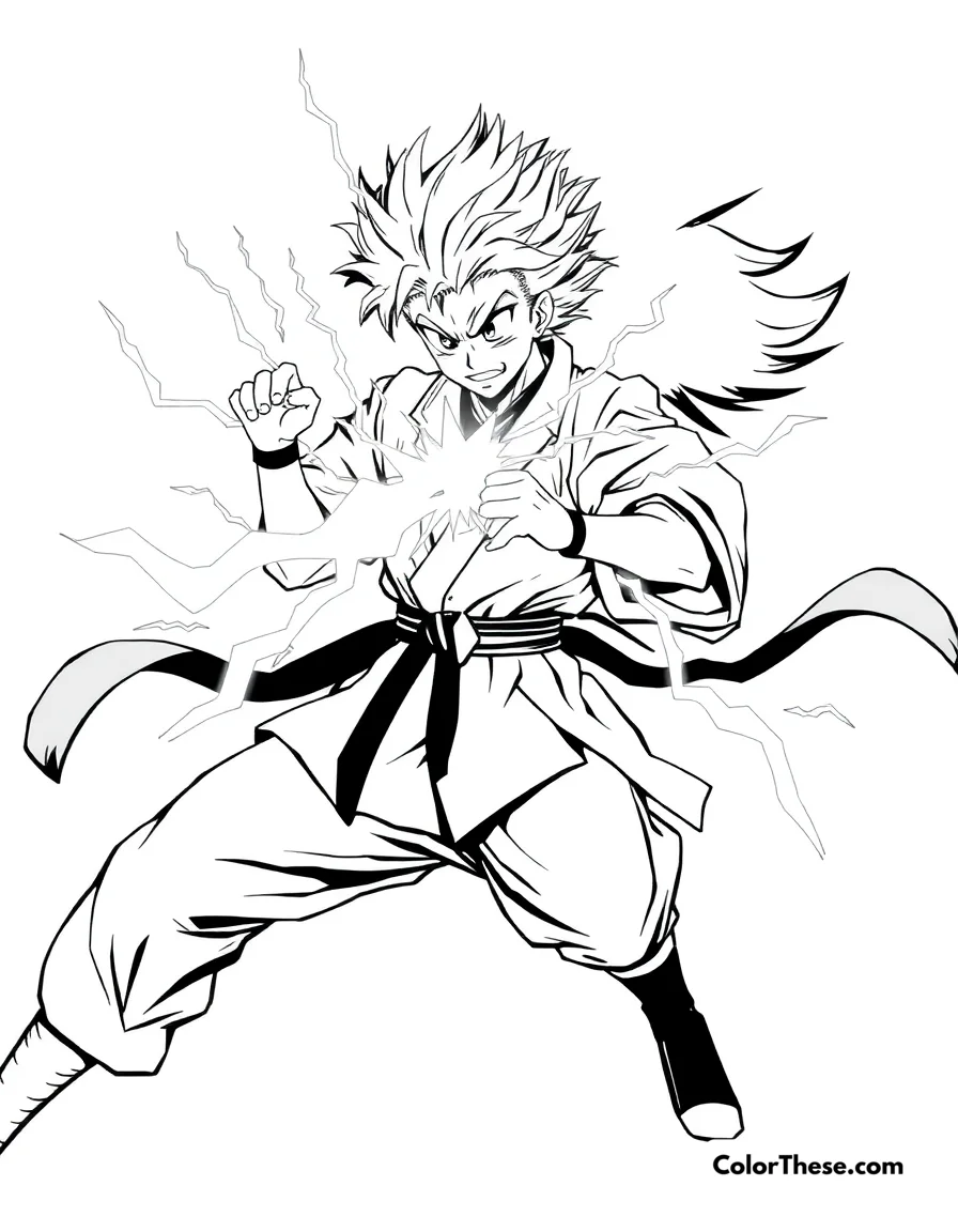 Zenitsu's Thunder Breathing coloring page