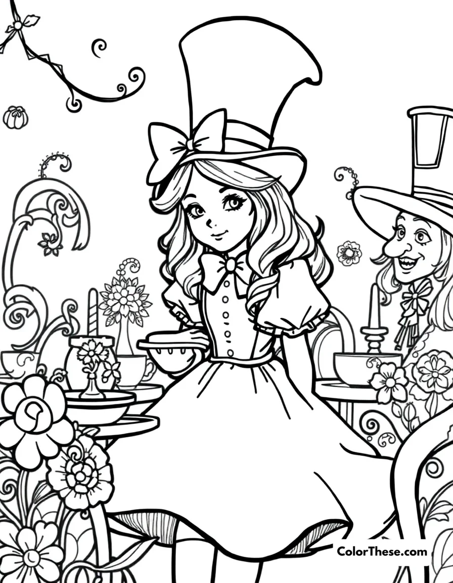 Alice's Tea Party coloring page