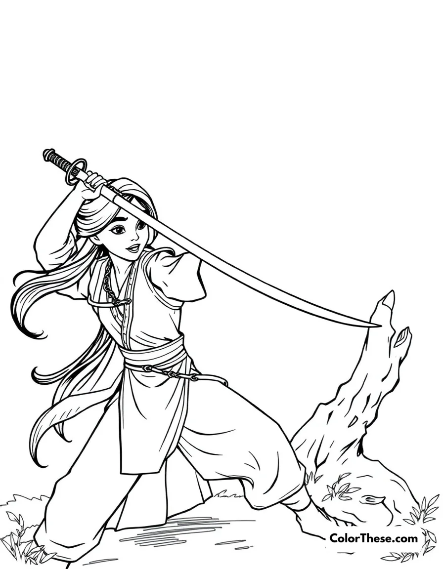 Mulan's Training coloring page