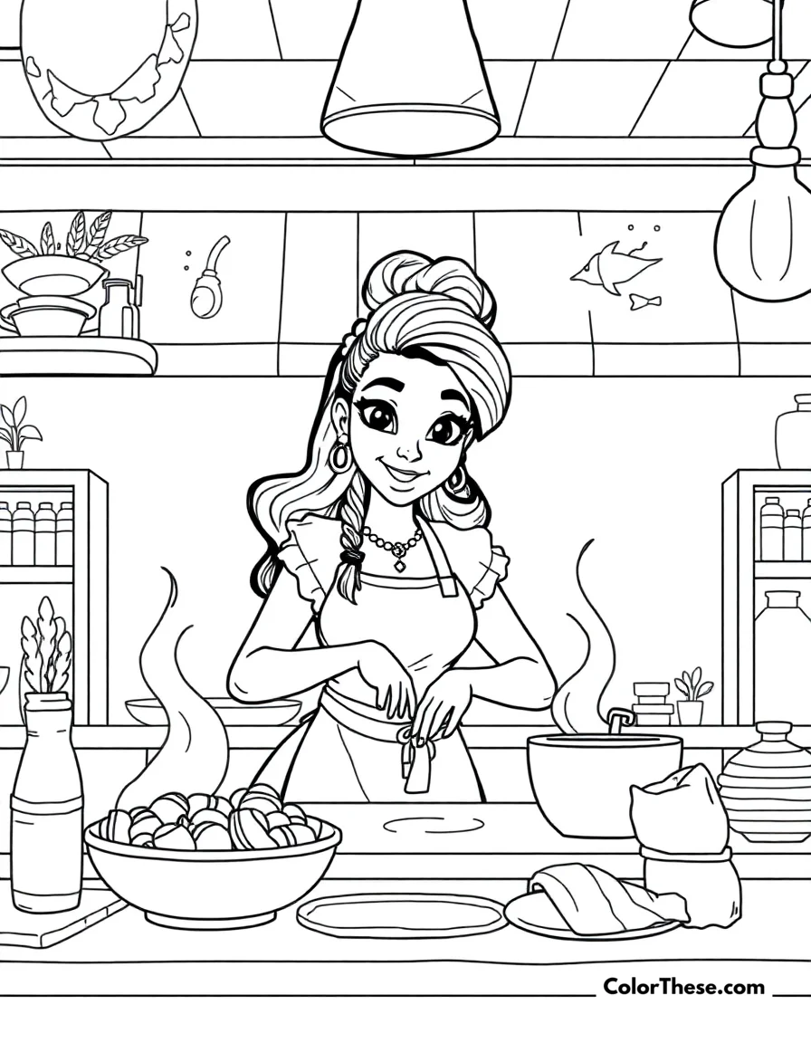 Tiana's Restaurant coloring page