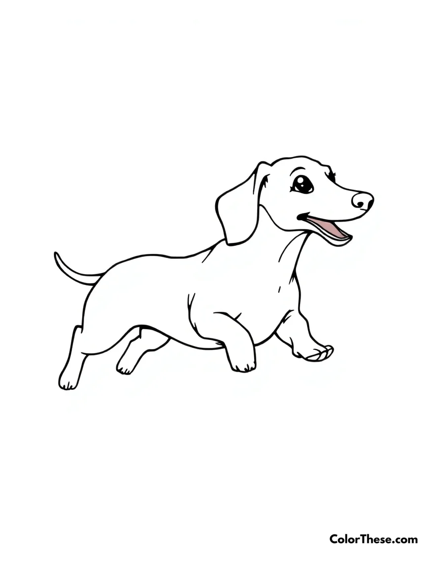 Dashing Dachshund coloring page