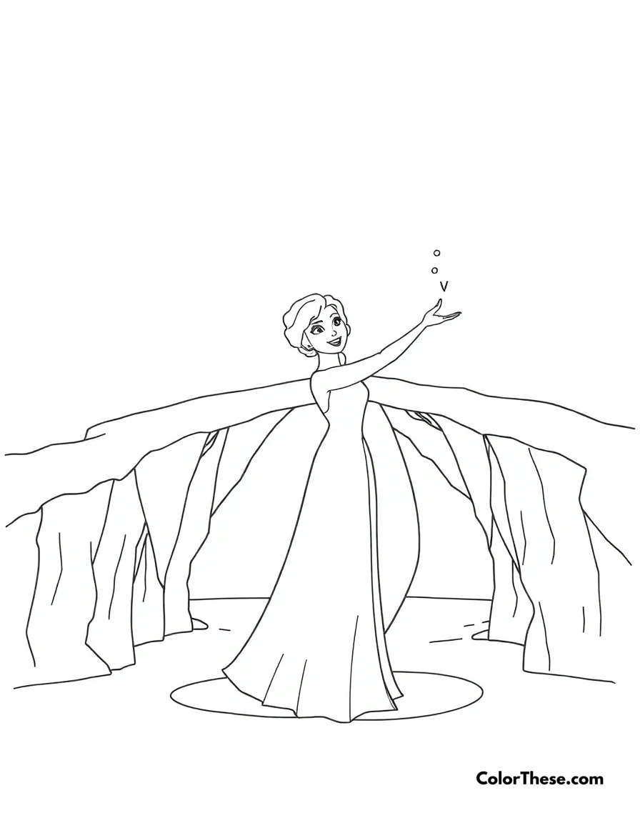 Elsa and the Ice Bridge coloring page