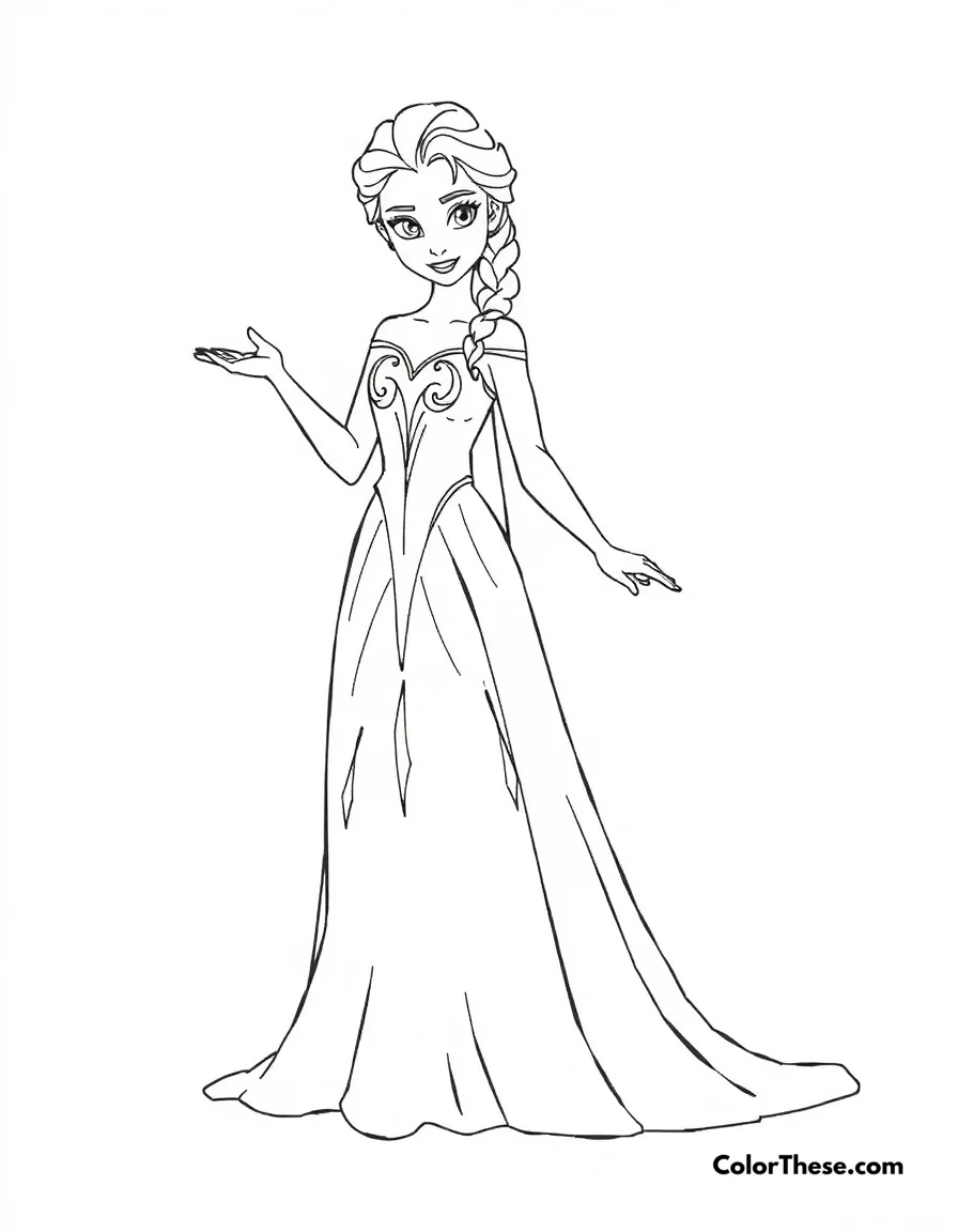 Elsa's Ice Dress Transformation coloring page