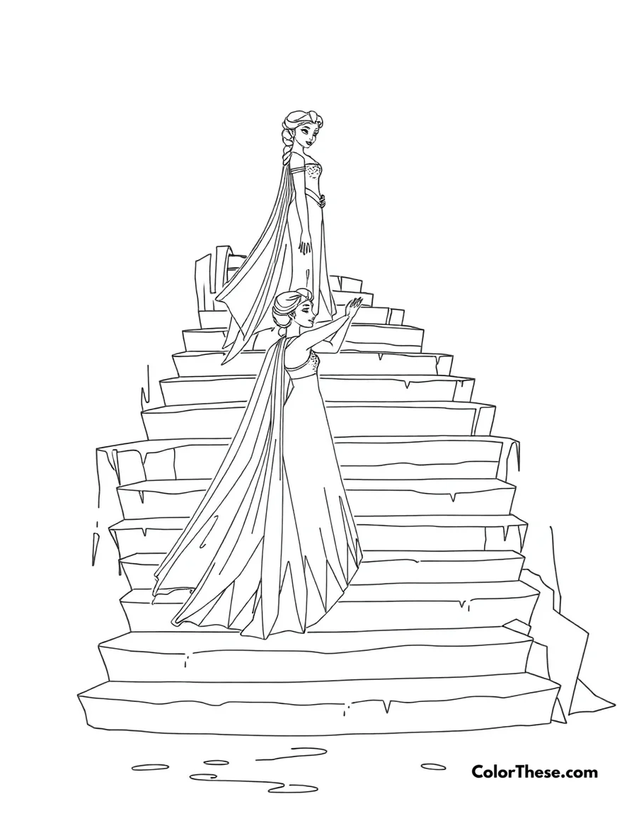 Elsa's Ice Staircase coloring page
