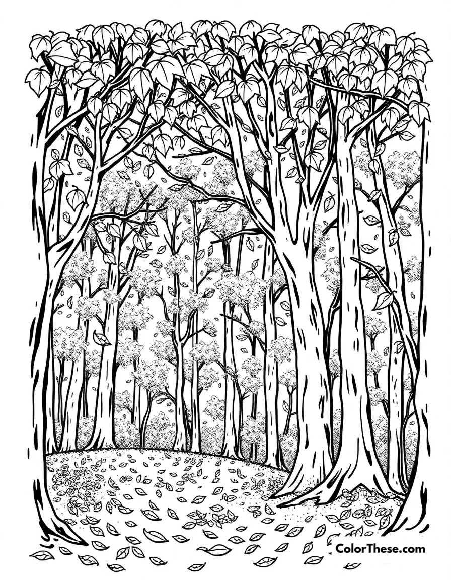 Autumn Leaves Falling coloring page