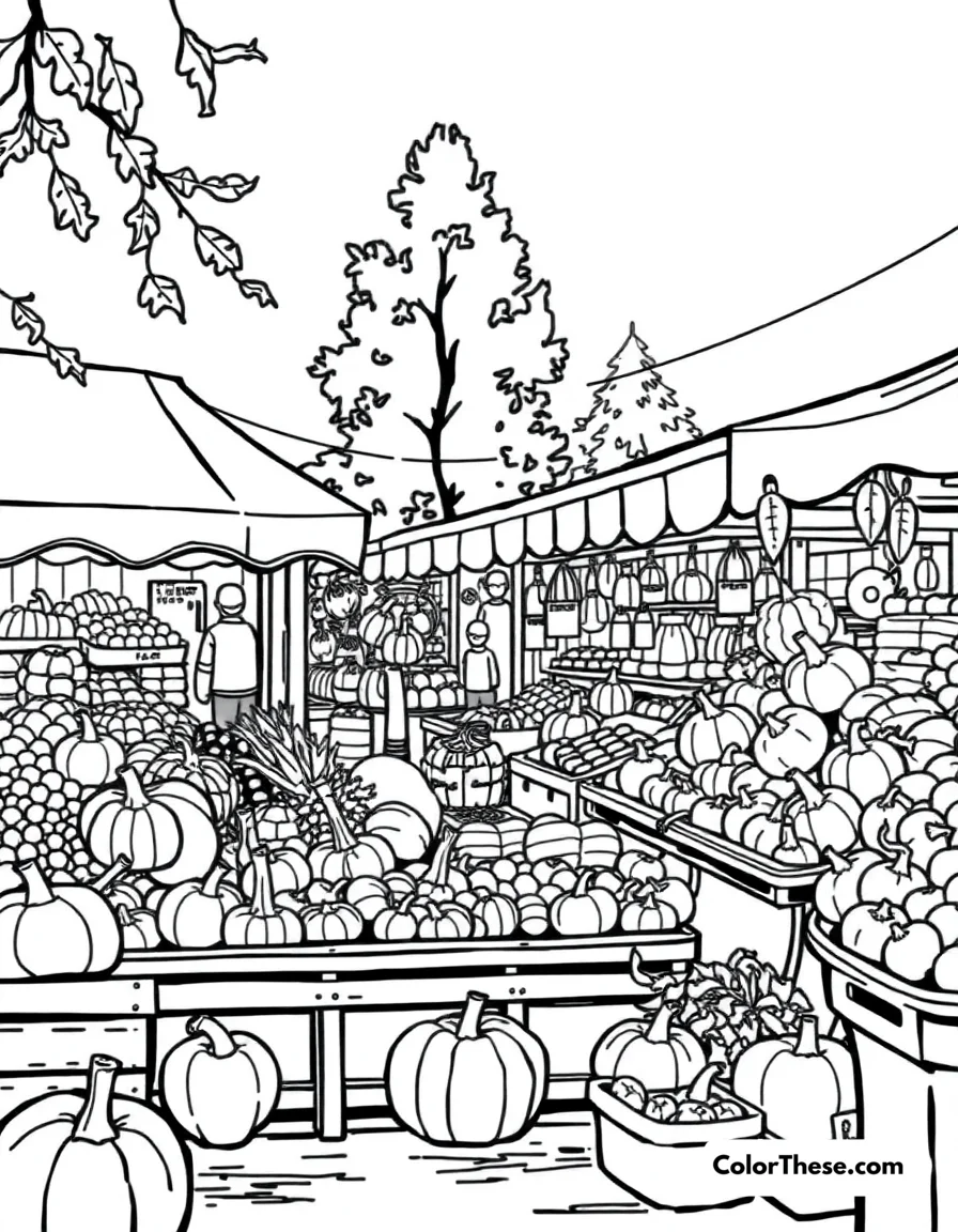 Fall Harvest Market coloring page