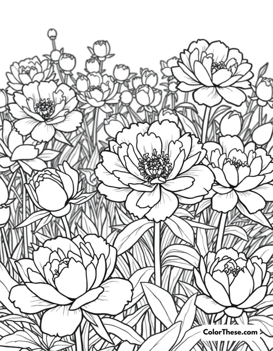 Peony Garden coloring page