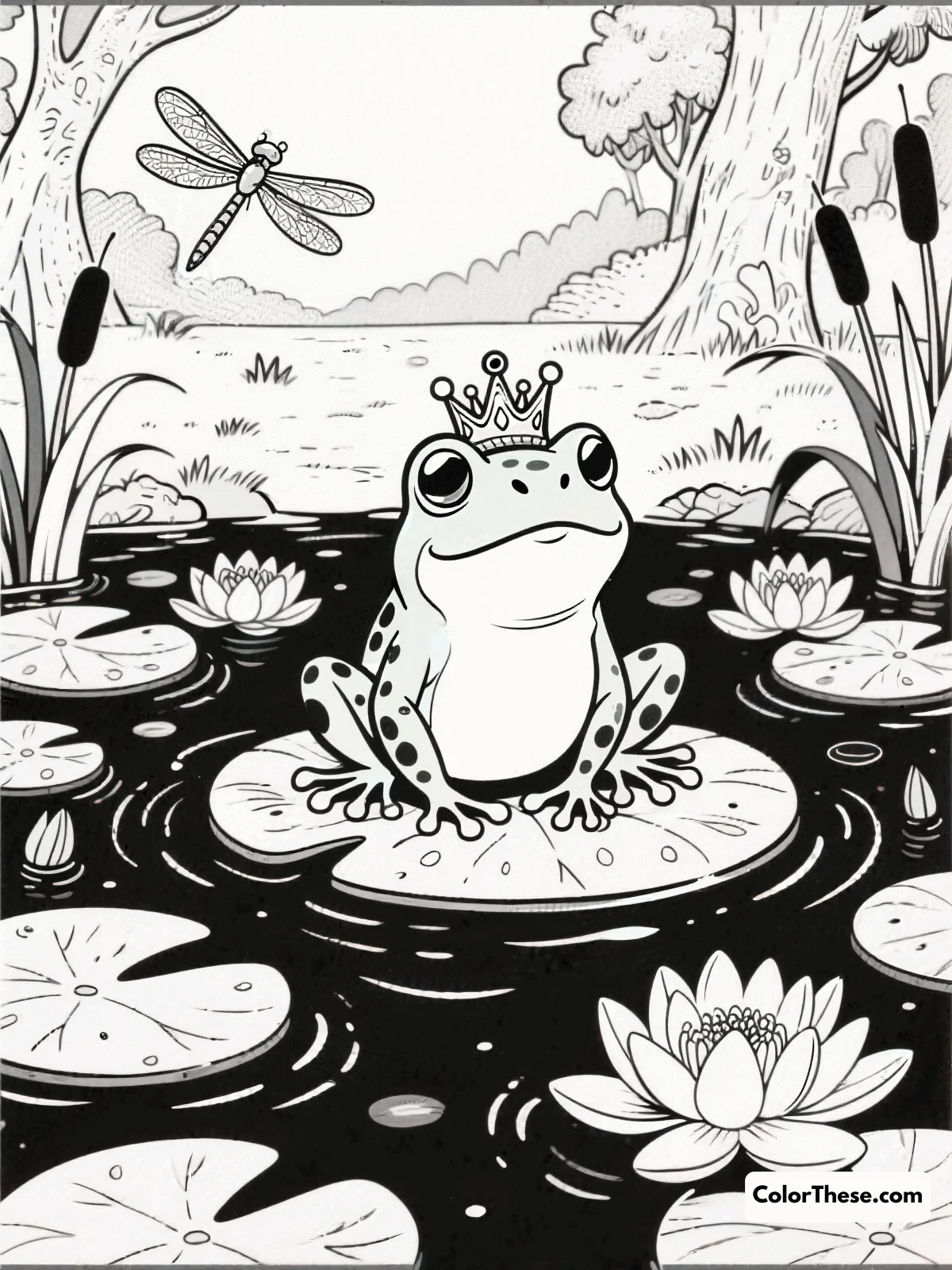 Frog Prince in a Magical Pond coloring page