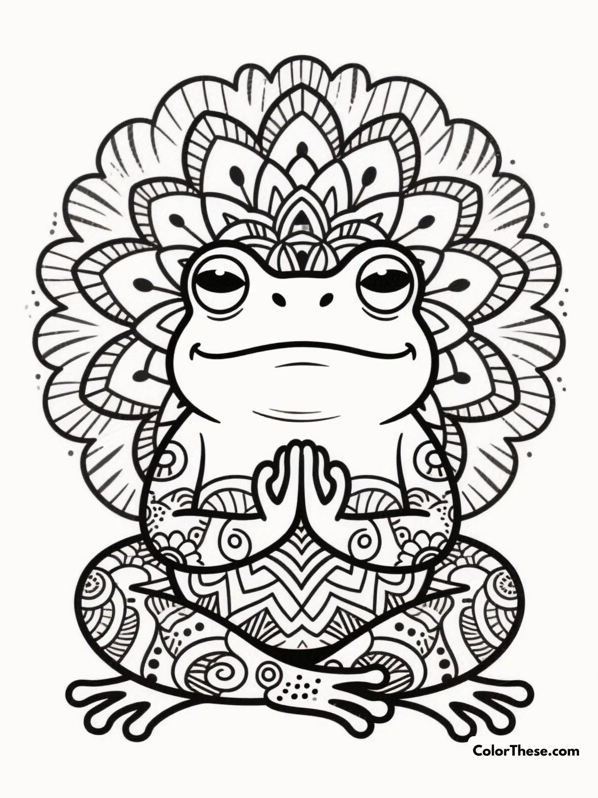 Zen Frog with Mandala Patterns coloring page