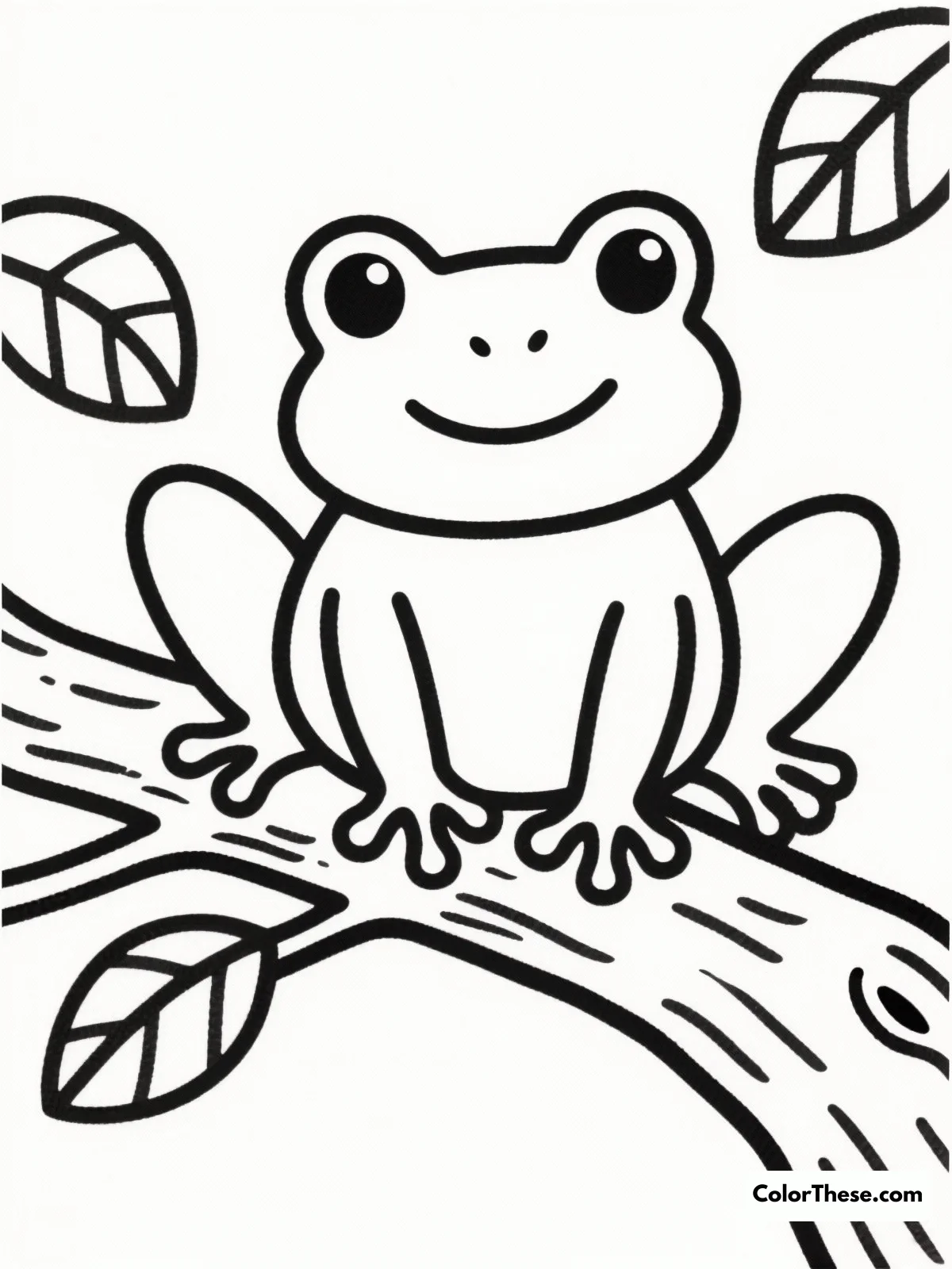 Tree Frog on a Branch coloring page