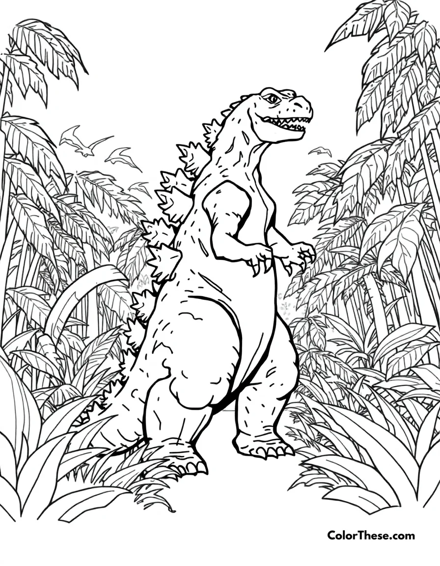 Godzilla in a Jungle coloring page