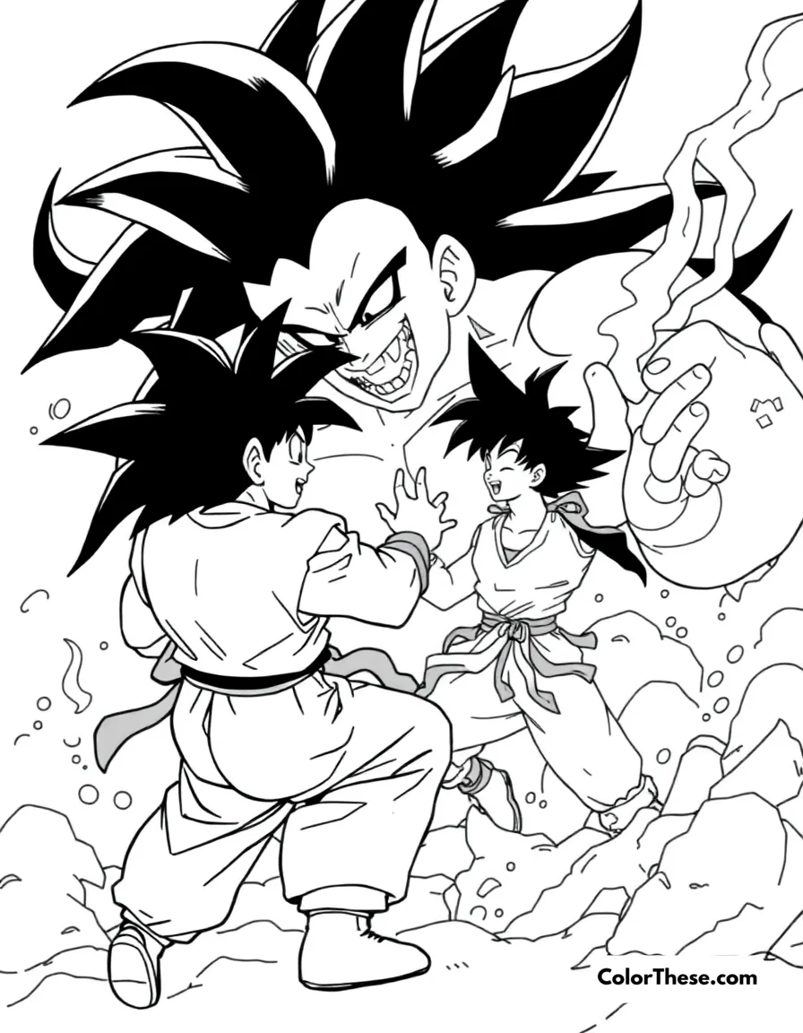 Goku vs. Majin Buu coloring page
