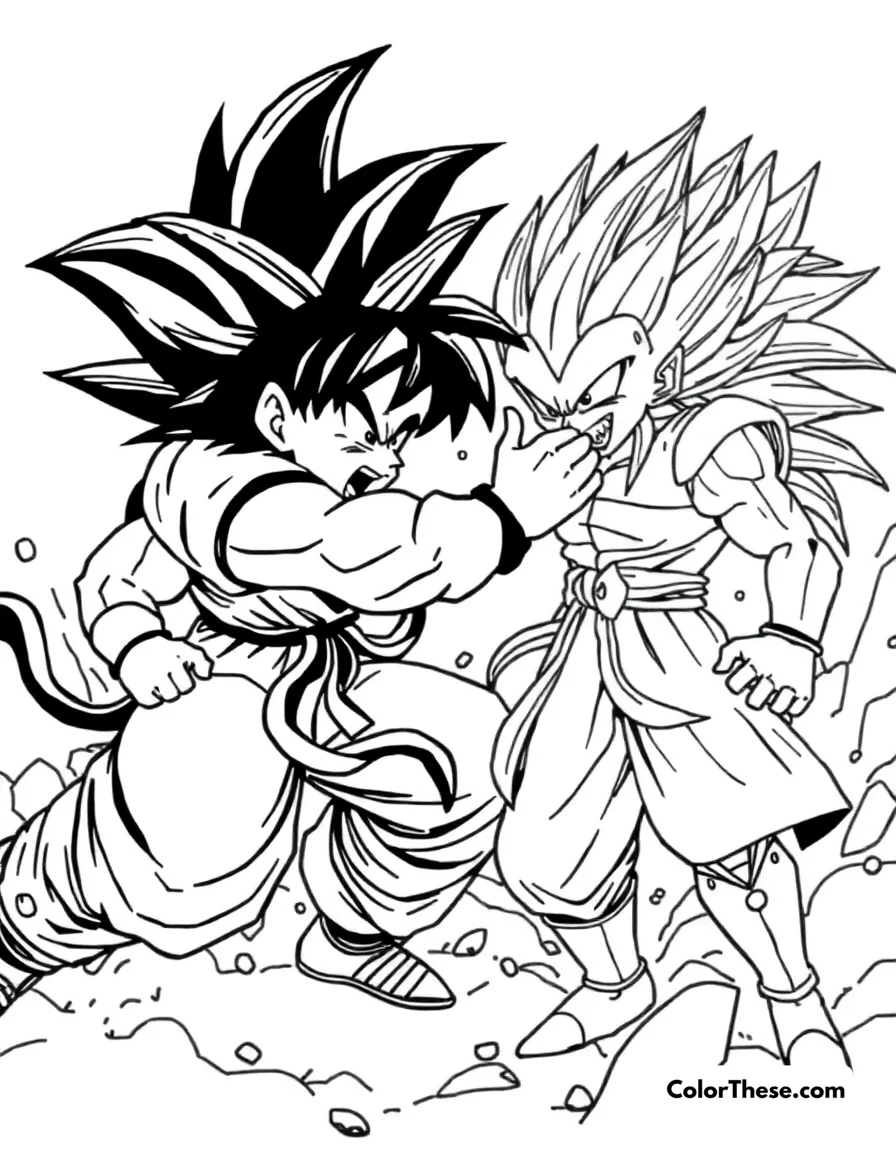 Goku vs. Vegeta coloring page