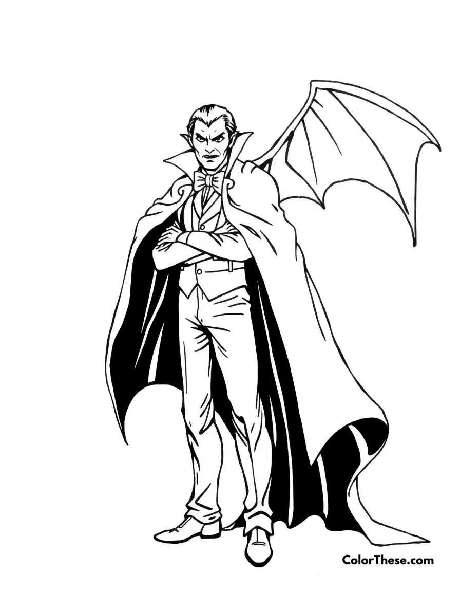 Vampire in a Cape coloring page