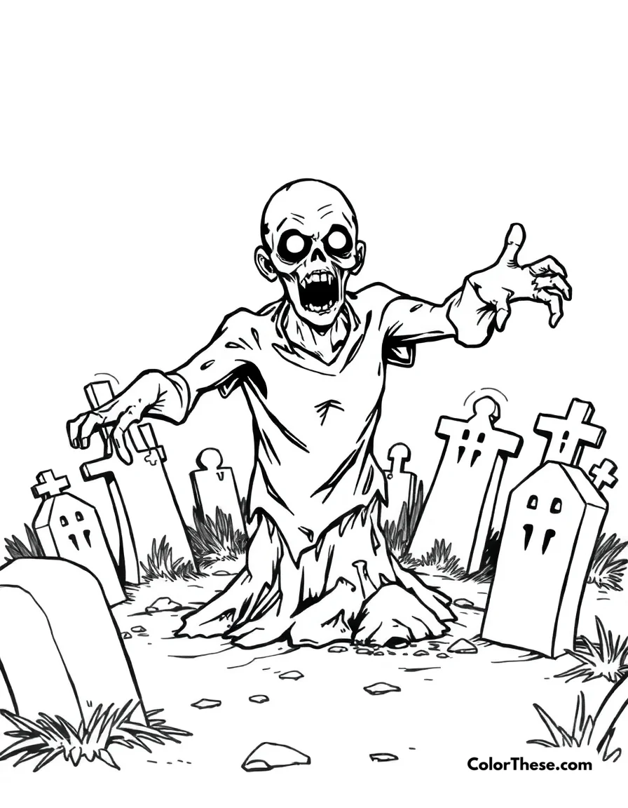Zombie Rising from the Ground coloring page