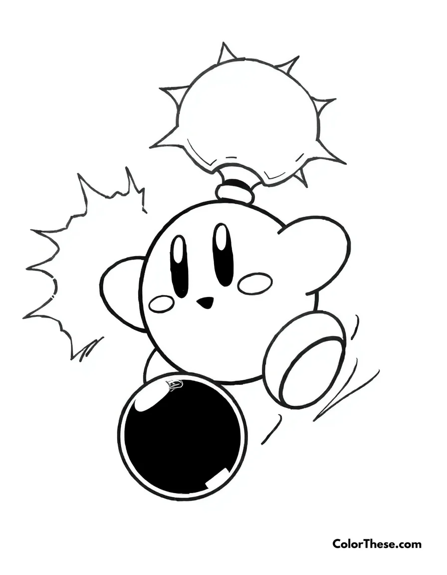 Kirby with Bomb Ability coloring page
