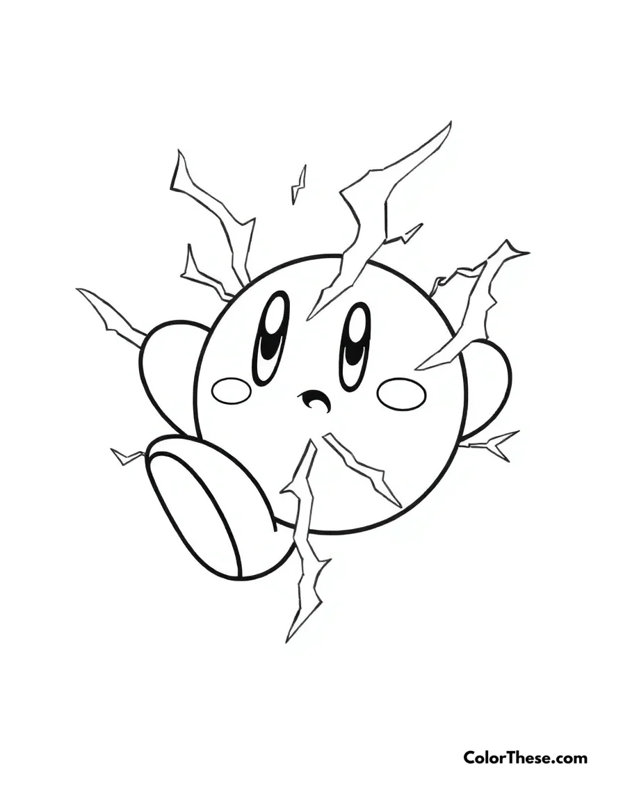 Kirby with Spark Ability coloring page