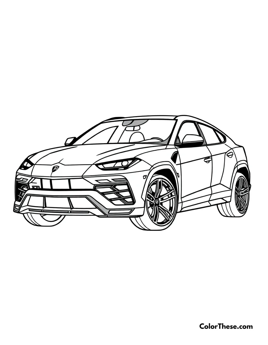 Free printable lamborghini urus coloring page for kids and adults. Download a free Lamborghini Urus coloring page! Perfect for all ages—kids and adults can enjoy coloring this iconic luxury SUV. Printable PDF available now.