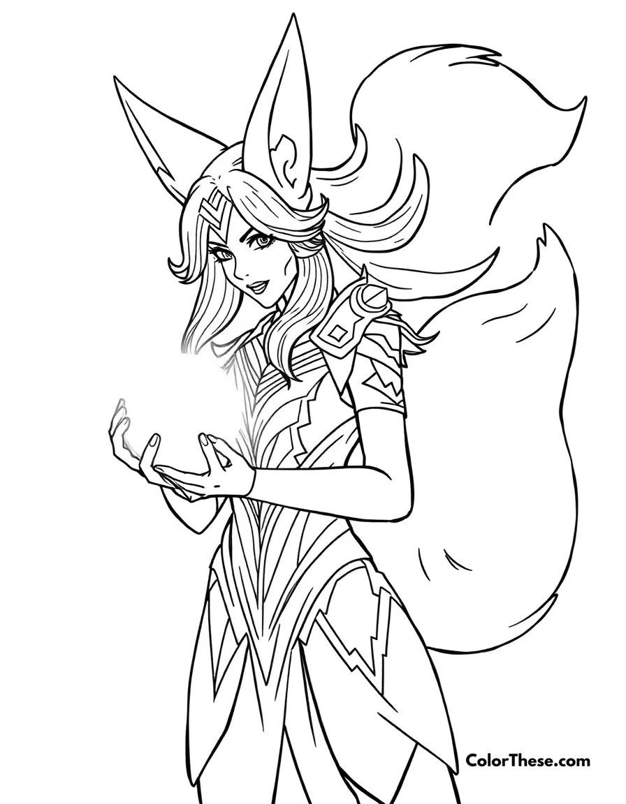 Ahri with Her Orb coloring page