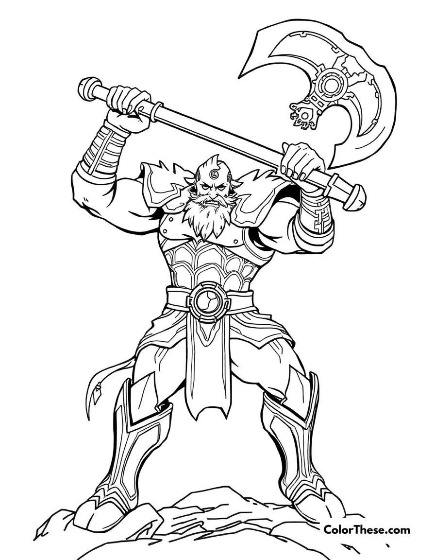 Darius Swinging His Axe coloring page