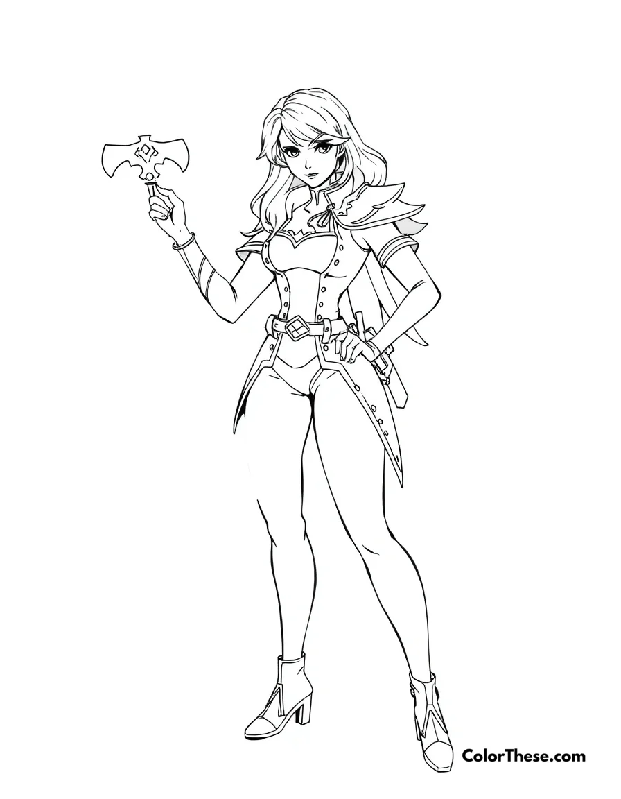 Fiora in a Dueling Stance coloring page