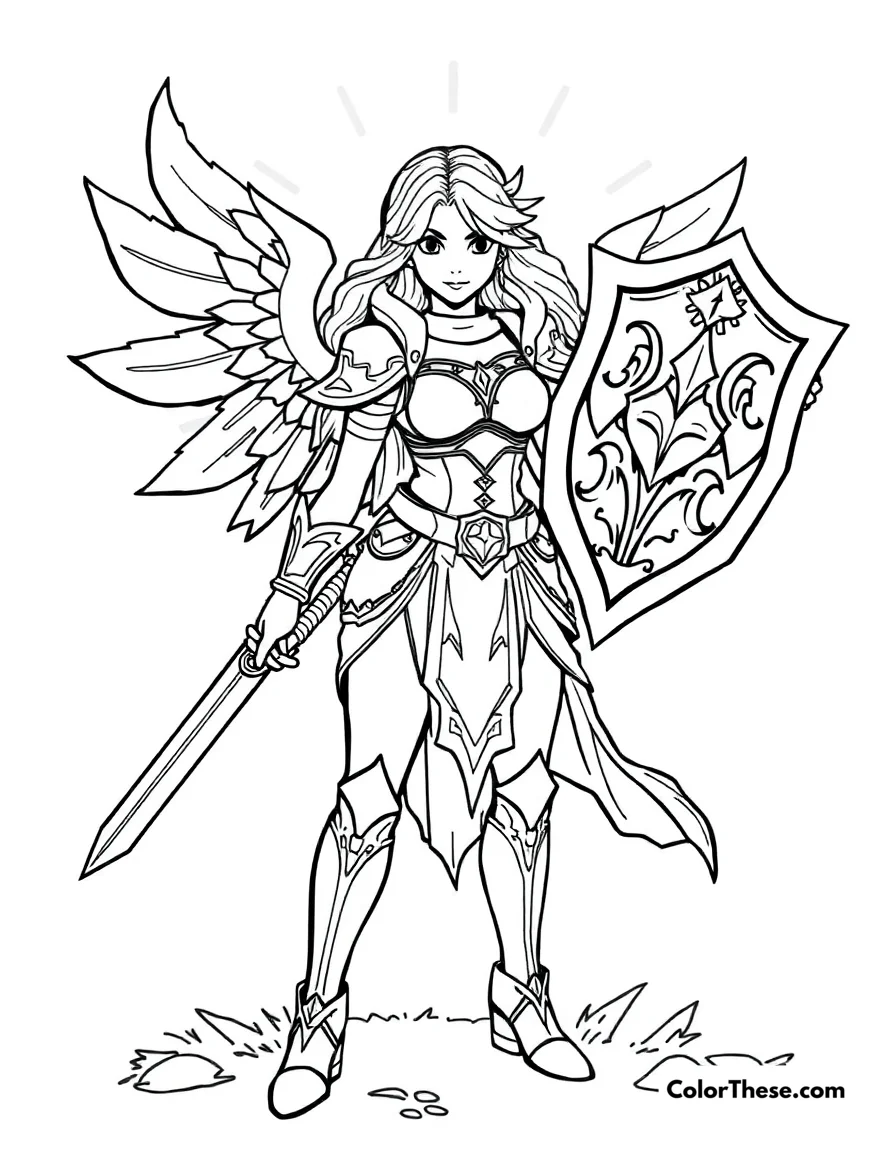 Leona with Her Shield coloring page