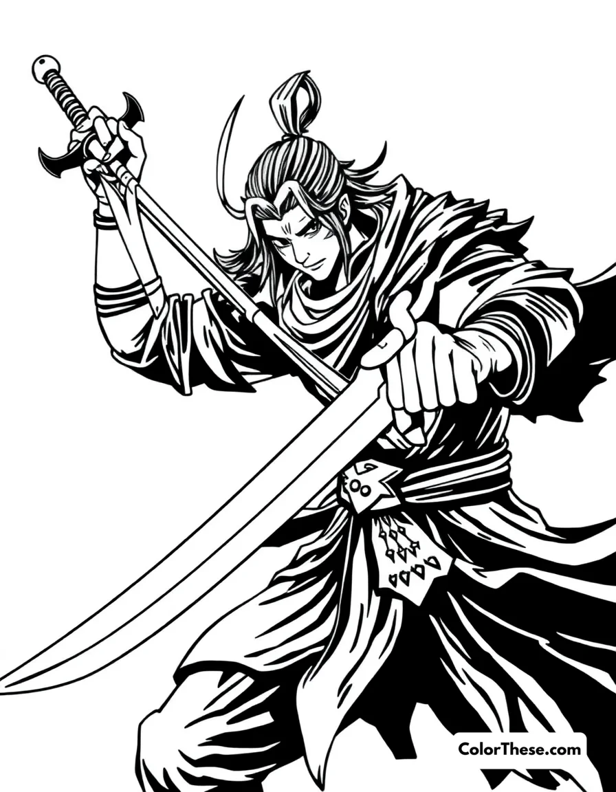 Yasuo with His Sword coloring page
