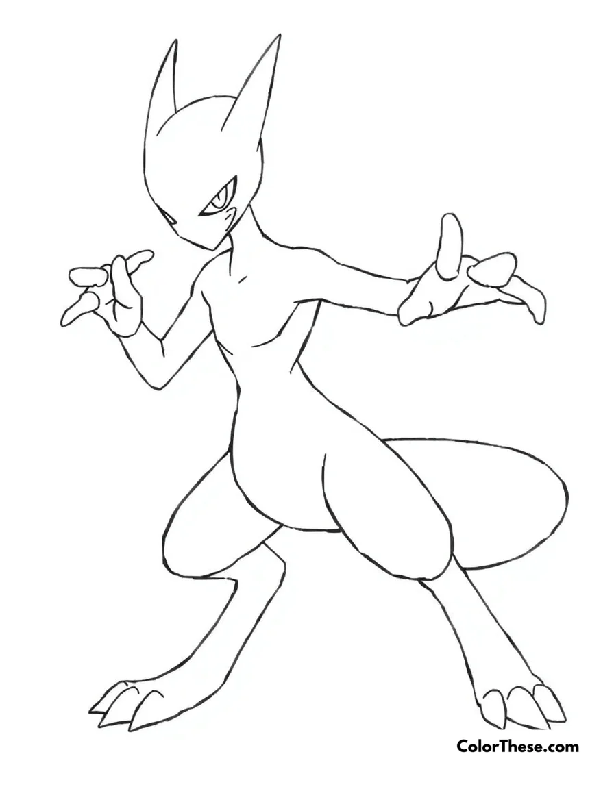 Mewtwo in Battle Pose coloring page