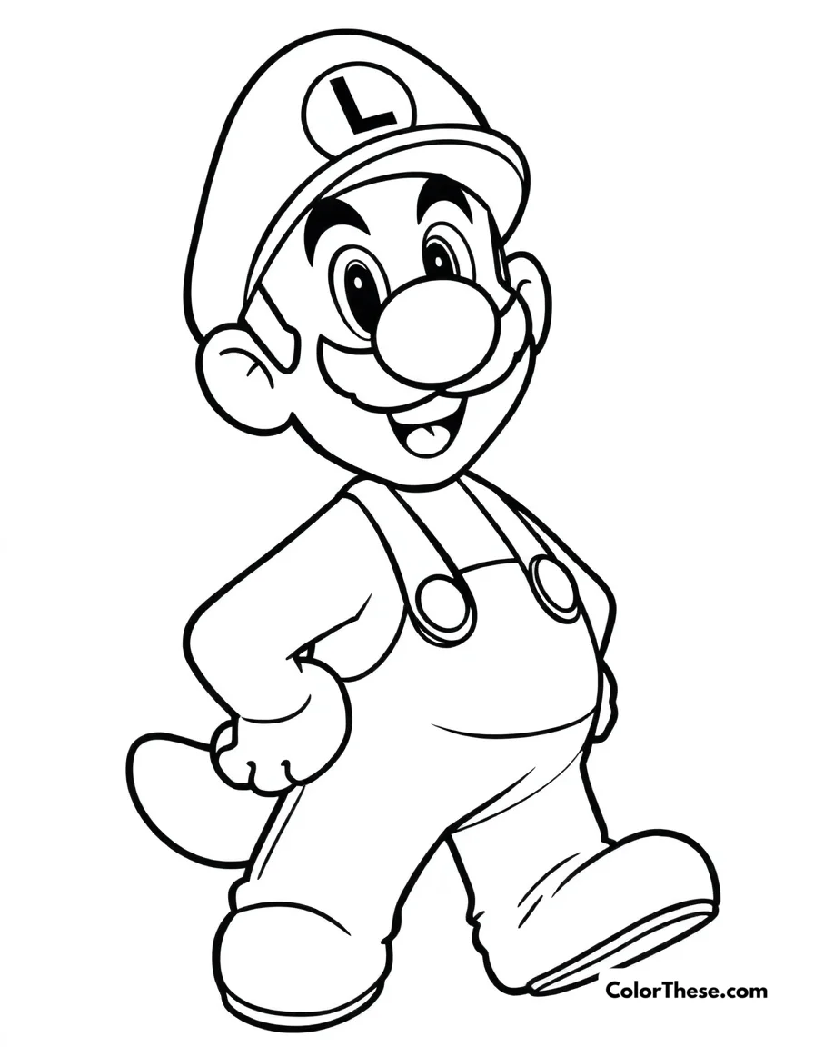 Luigi with a Tanooki Suit coloring page