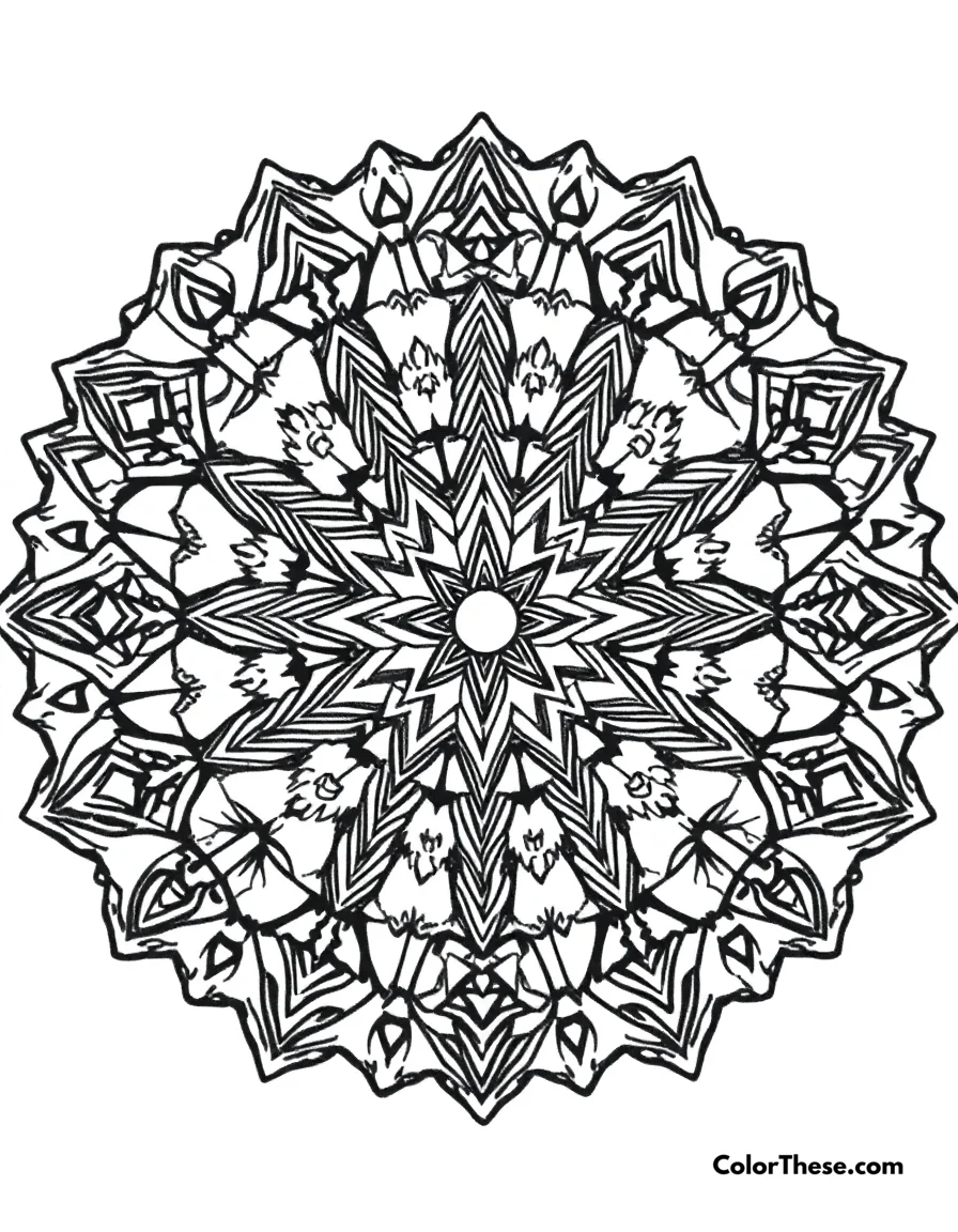 Celestial Mandala with Star Patterns coloring page