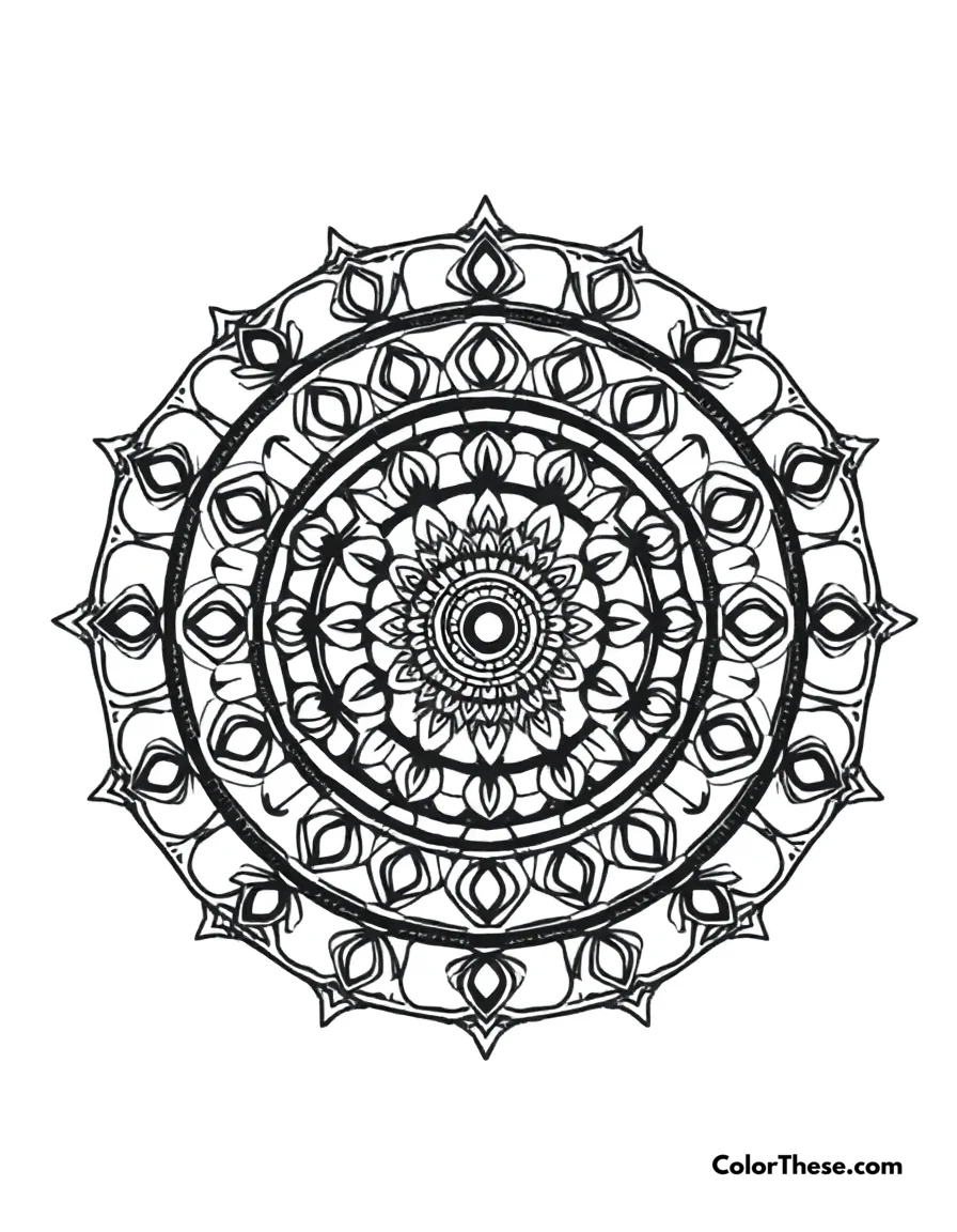 Circular Mandala with Layered Rings coloring page