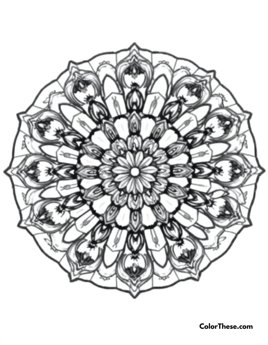 Fish Mandala with Scale Patterns coloring page