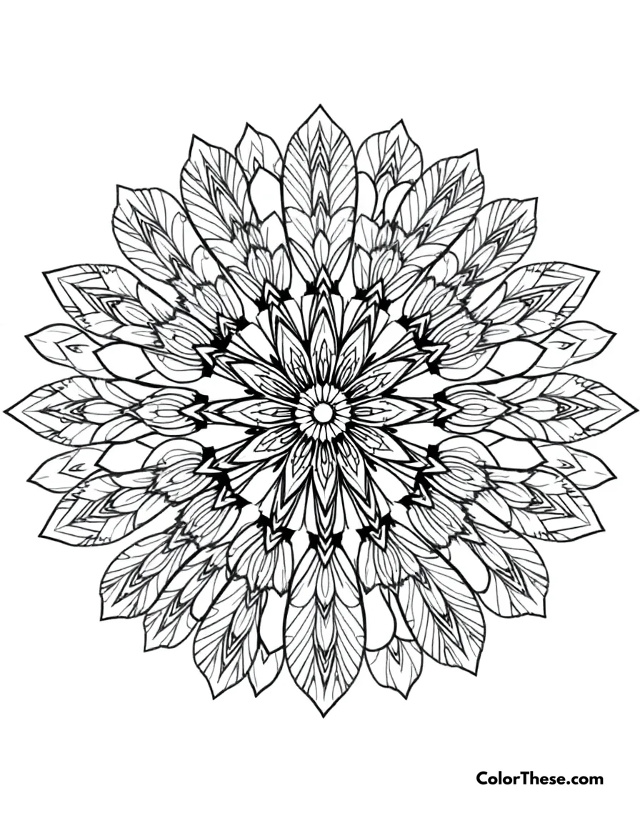 Free printable owl mandala with feather patterns coloring page for kids and adults. Relax and express your creativity with this Owl Mandala with Feather Patterns coloring page. Download the free printable PDF and enjoy intricate feather designs.