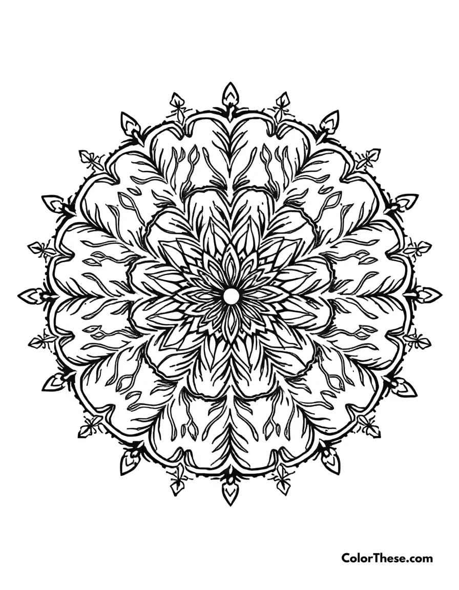 Tree of Life Mandala with Branch Patterns coloring page