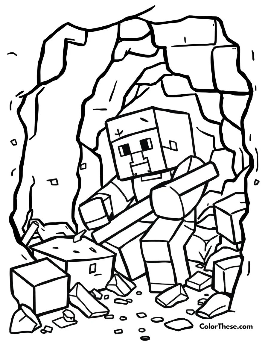 Free printable character mining for resources coloring page for kids and adults. Download the Character Mining for Resources coloring page—free printable PDF! Fun characters, gems, and tunnels for kids to color and explore underground adventures.