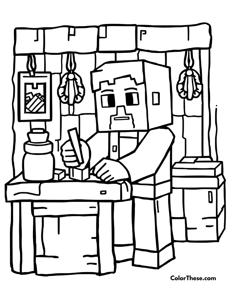 Free printable crafting table in action coloring page for kids and adults. Download and print the Crafting Table in Action coloring page—perfect for all ages! Enjoy creative details and relaxing fun with this free printable PDF.