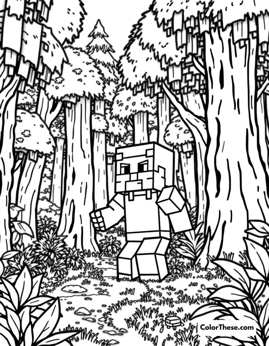 Free printable exploring a forest biome coloring page for kids and adults. Download and print the Exploring a Forest Biome coloring page! Enjoy fun forest animals and leafy details—perfect for kids who love nature and creativity.