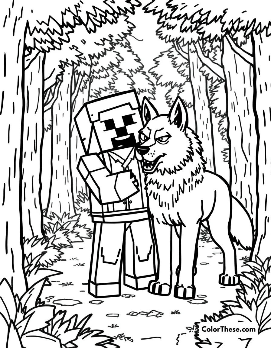 Free printable taming a wolf coloring page for kids and adults. Download the free printable Taming a Wolf coloring page! Perfect for all ages, this unique PDF lets you color a magical scene of trust between human and wolf.