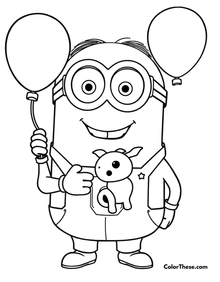 Minion Holding a Balloon Animal coloring page