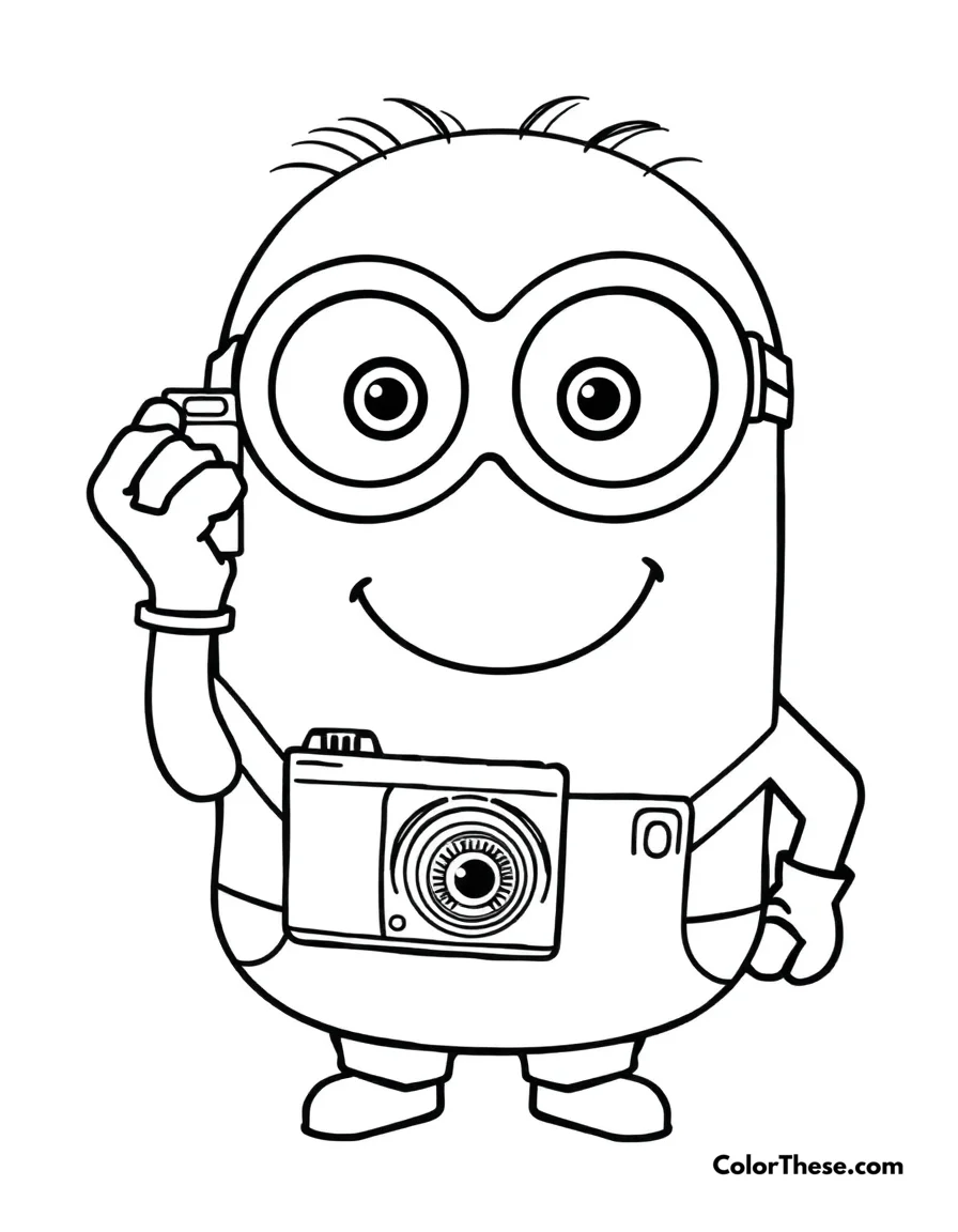 Minion Holding a Camera coloring page